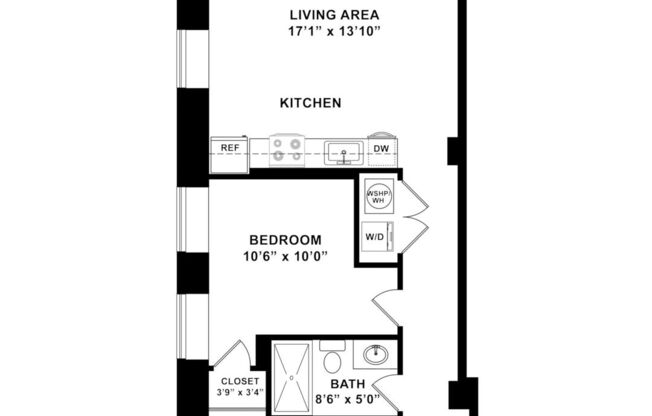 1 bed, 1 bath, 589 sqft, $1,340