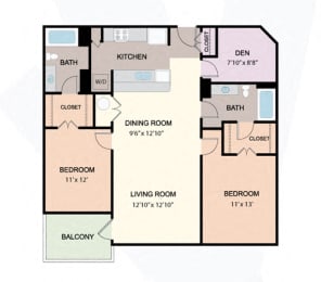 2 beds, 2 baths, 1,070 sqft, $3,155