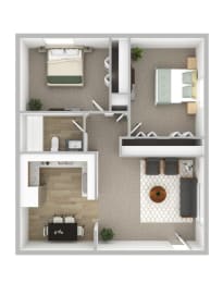 2 beds, 1 bath, 727 sqft, $1,168