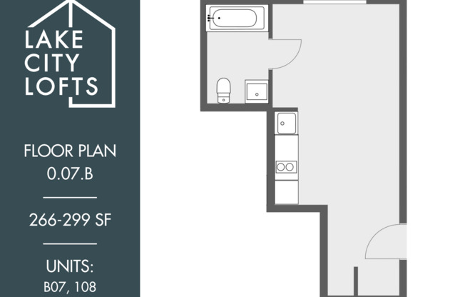Studio, 1 bath, 250 sqft, $1,145, Unit 108