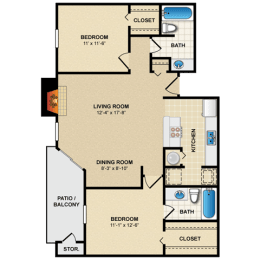 2 beds, 2 baths, 972 sqft, $1,553