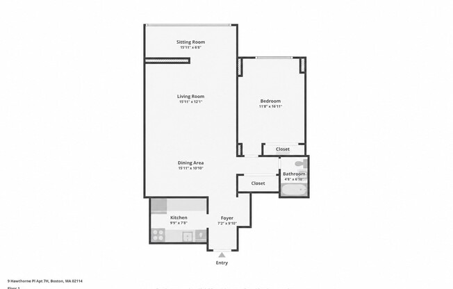 1 bed, 1 bath, 899 sqft, $3,100, Unit 7H