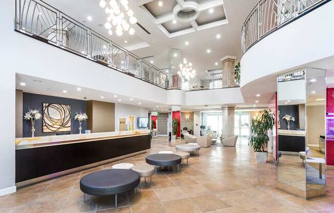 A spacious lobby at La Jolla Crossroads Apartments, San Diego, 92122 