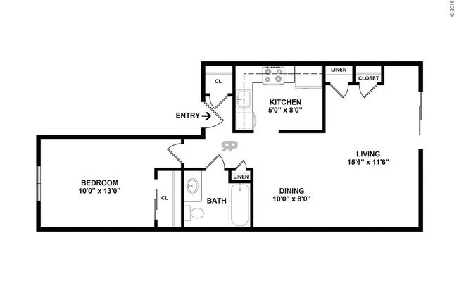 1 bed, 1 bath, 650 sqft, $855