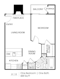 1 bed, 1 bath, 600 sqft, $876