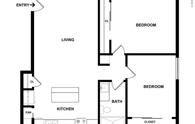 2 beds, 1 bath, 900 sqft, $3,025