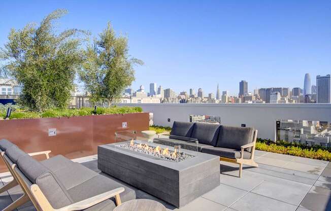 Roof top firepit at Vance in San Francisco, CA.