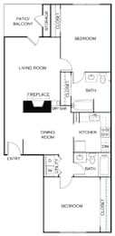 2 beds, 2 baths, 997 sqft, $1,490