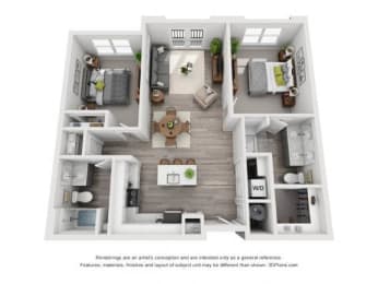 2 beds, 2 baths, 1,006 sqft, $1,795