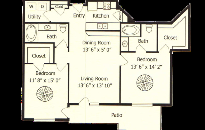 2 beds, 2 baths, 1,180 sqft, $1,989, Unit 229