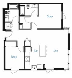 2 beds, 2 baths, 1,029 sqft, $3,798