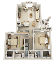 two bed apt floor plan