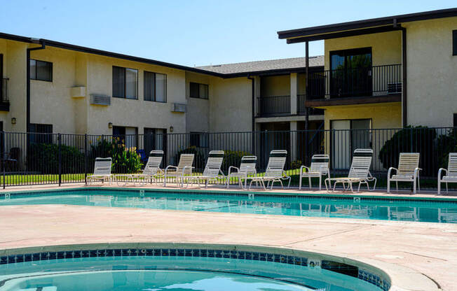 our apartments showcase an unique swimming pool at Park Columbia Apts, Hemet California