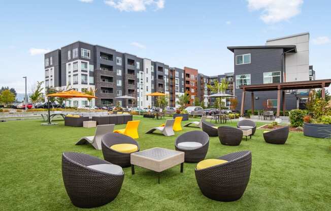 Picnic Tables and Outdoor seating at Discovery West, Issaquah, Washington