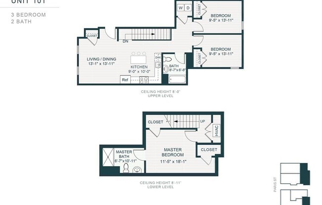 3 beds, 2 baths, 1,263 sqft, $4,000, Unit 101