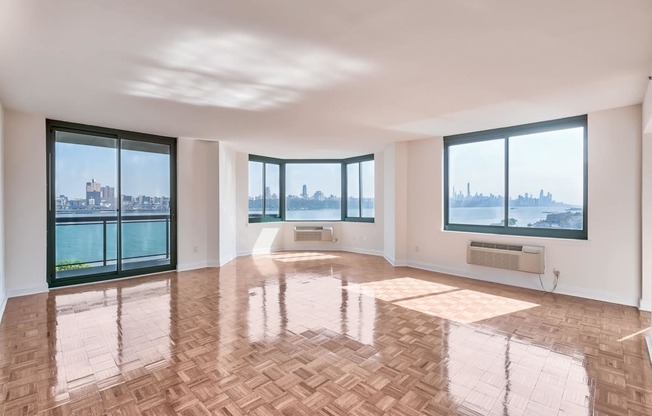 Posh Living Room View with Balcony at Windsor at Mariners, 100 Tower Dr., NJ