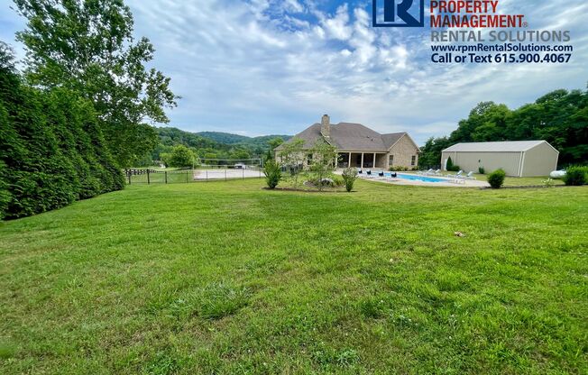 * PENDING* Stunning executive home on 6 acres in Thompsons Station- heated pool, gated entry w/ sec.code, 3-car garage+extra garage/workshop