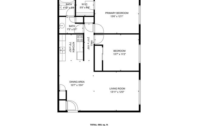 2 beds, 1 bath, 881 sqft, $1,299.99, Unit 198