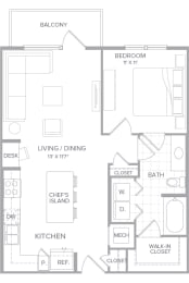 1 bed, 1 bath, 750 sqft, $1,290