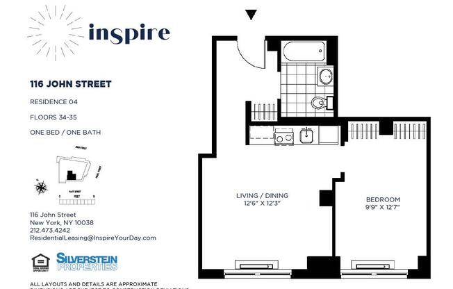 1 bed, 1 bath, 519 sqft, $4,264, Unit 3504