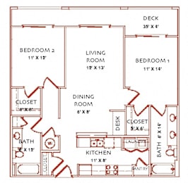 2 beds, 2 baths, 1,119 sqft, $1,725