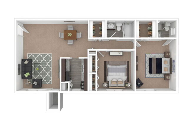 2 beds, 2 baths, 930 sqft, $1,390