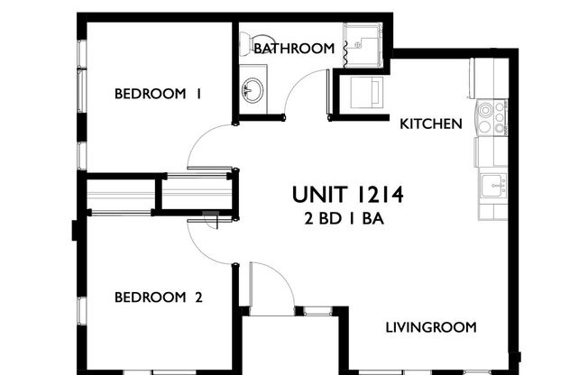 2 beds, 1 bath, 716 sqft, $1,695, Unit 1214