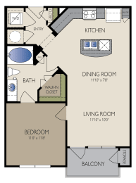 1 bed, 1 bath, 709 sqft, $1,522