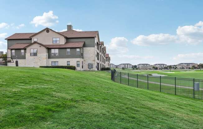 large green spaces and apartment complex on Star Ranch Golf Course