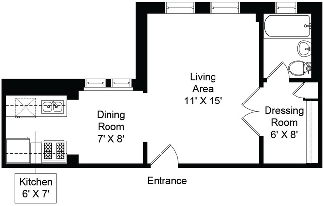 Studio, 1 bath, 425 sqft, $1,585, Unit 429-207