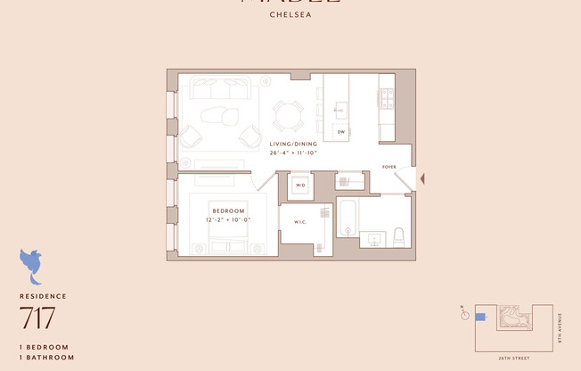 1 bed, 1 bath, $7,195, Unit 717