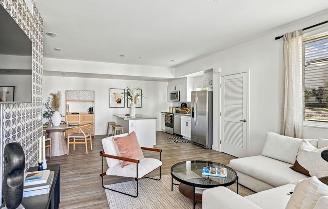 a living room with a couch and a table