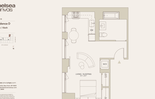 Studio, 1 bath, $5,400, Unit 8D