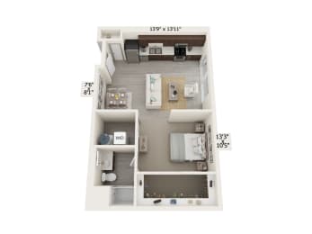 Studio, 1 bath, 662 sqft, $1,550