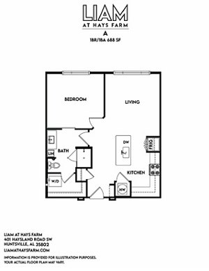1 bed, 1 bath, 688 sqft, $1,257
