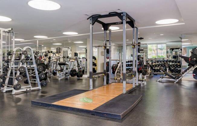 24-Hour Fitness Center With Free Weights at Greenfield Village, San Diego, California