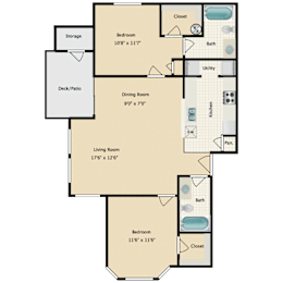 2 beds, 2 baths, 1,012 sqft, $2,250