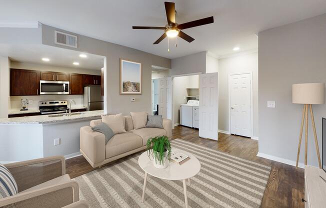 Living area with hardwood style flooring at The Legends at Eagle Mountain Lake, Fort Worth, TX
