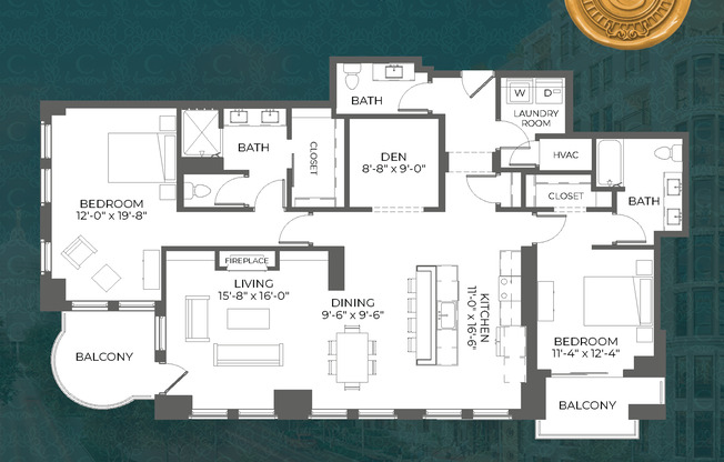 2 beds, 2.5 baths, 1,762 sqft, $6,000, Unit 907