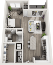 Studio, 1 bath, 635 sqft, $1,394