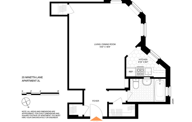 Studio, 1 bath, $4,300, Unit 2L