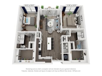 2 beds, 2 baths, 1,143 sqft, $1,934