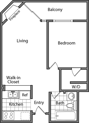 1 bed, 1 bath, 490 sqft, $2,238