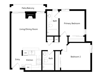 2 beds, 2 baths, 810 sqft, $2,561