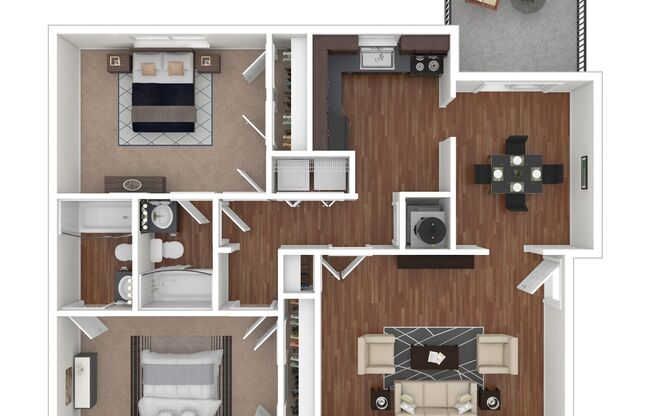 2 beds, 2 baths, 1,200 sqft, $1,880, Unit 005-3286-4
