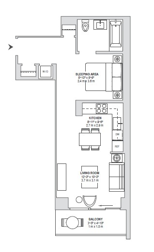 Studio, 1 bath, 570 sqft, $7,000, Unit S8E