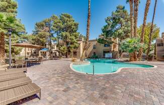 take a dip in our resort style swimming pool at Pacific Harbors Sunrise Apartments, Las Vegas, NV