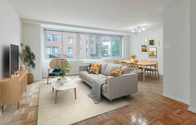 Living Room with Parquet Flooring