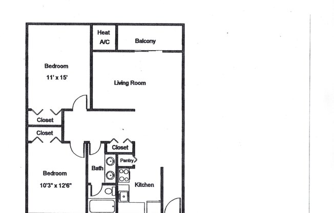 2 beds, 1 bath, 950 sqft, $1,245, Unit #204