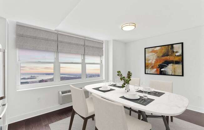 Dining table and chair at 65 Bay Street, Jersey City, 07302